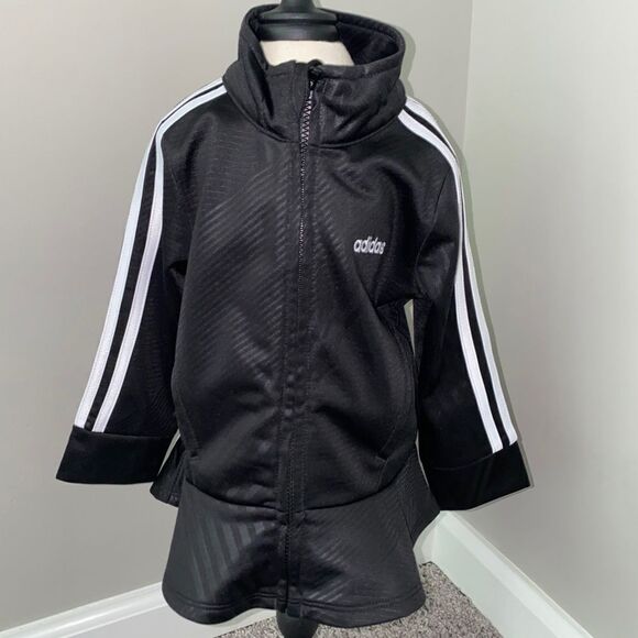 Adidas Girls Embossed Peplum 2pc Jogger Set Black - Picture 7 of 8